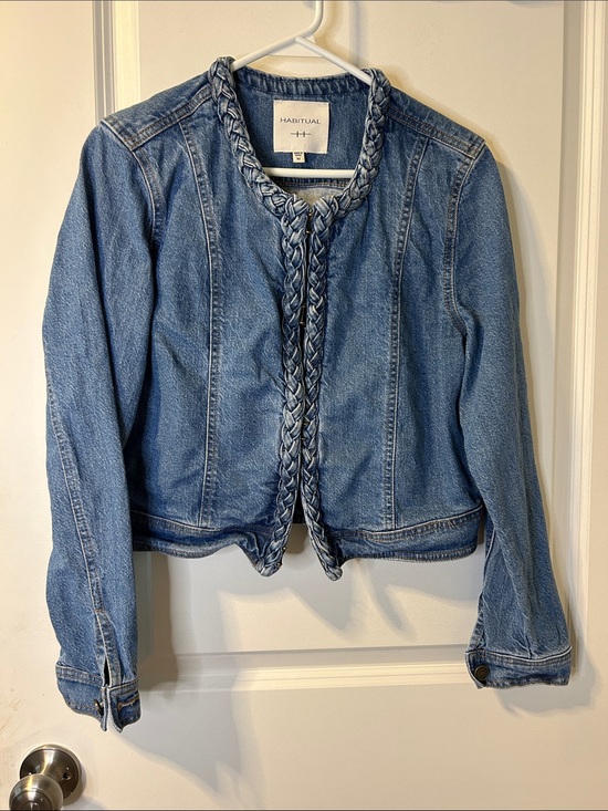 Habitual Jackets & Blazers - Habitual Light Blue Braided Trim Denim Jacket